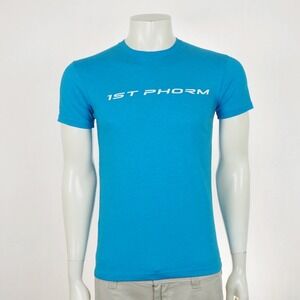 1st Phorm Graphic Logo Tee Shirt Mens Small Blue Cotton Blend Crew Gym Training